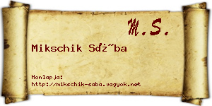 Mikschik Sába névjegykártya